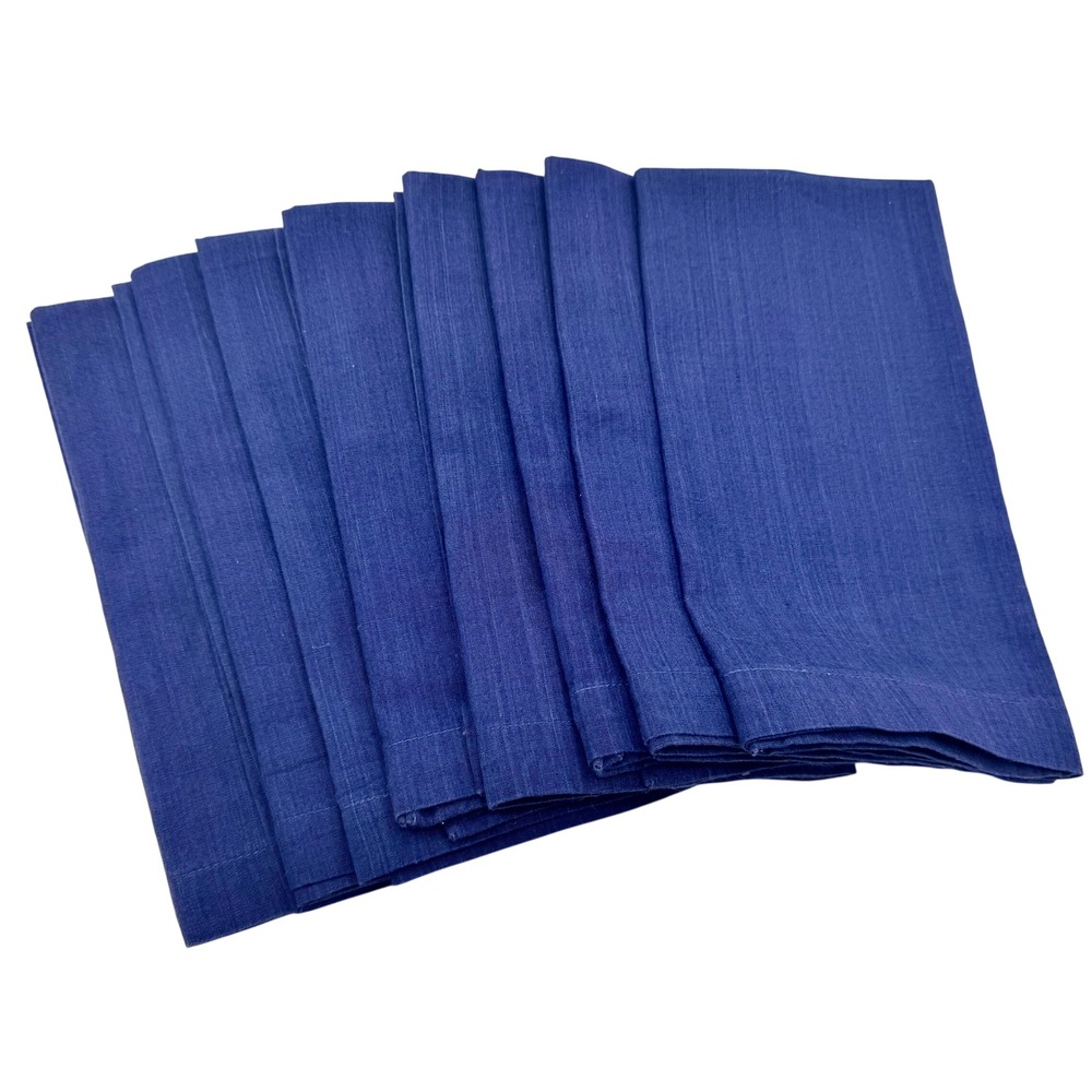 Crate & Barrel Lamont Navy Blue Linen Napkins Set of 8 ~ 21" Square Table Linens